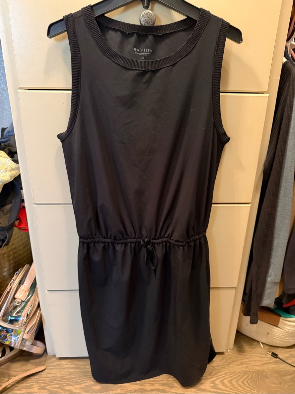 Athleta Black Sleeveless Drawcord Waist Active Dress